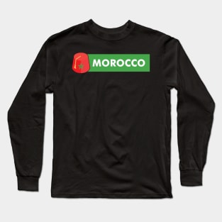 Morocco, moroccan tarbouch with moroccan flag Long Sleeve T-Shirt